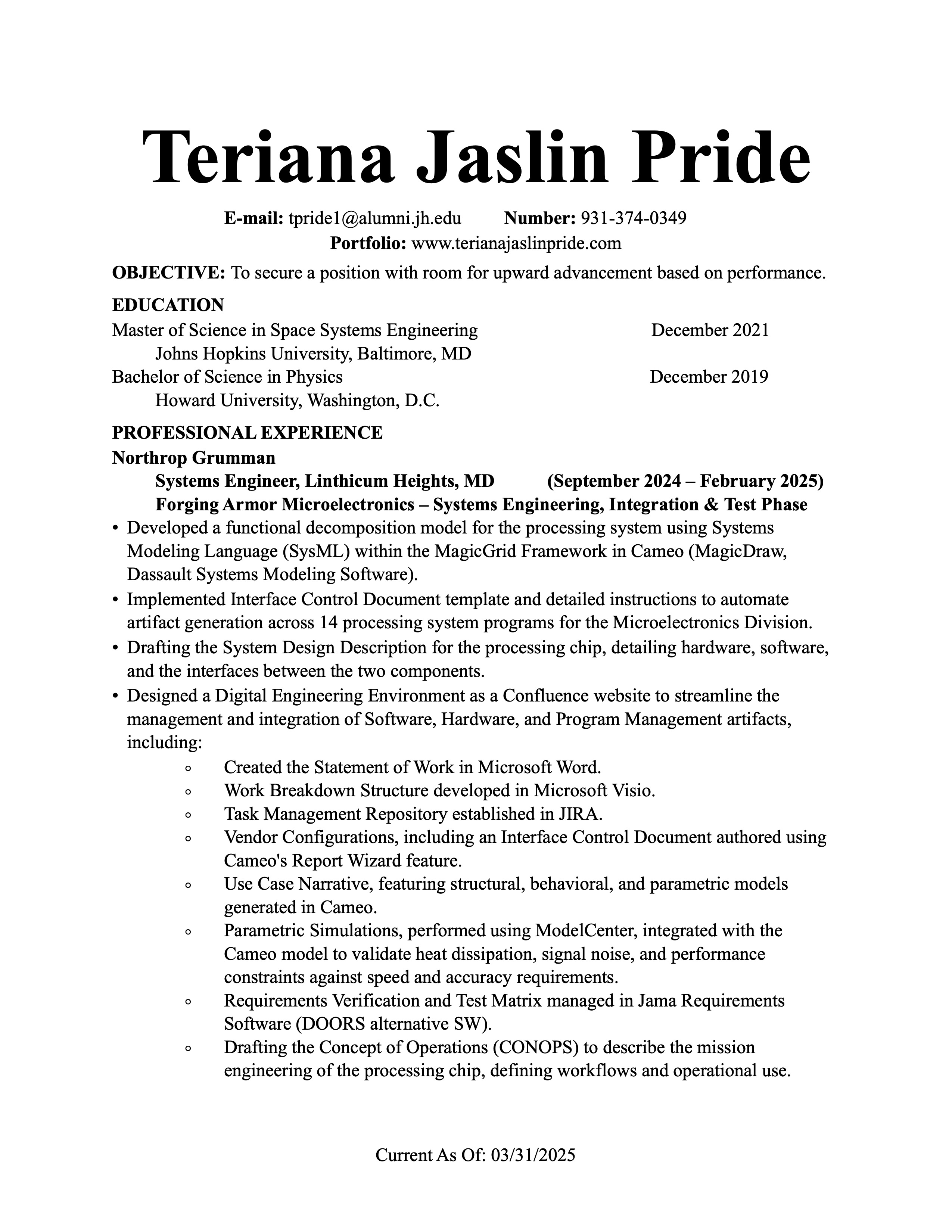Resume Page 1